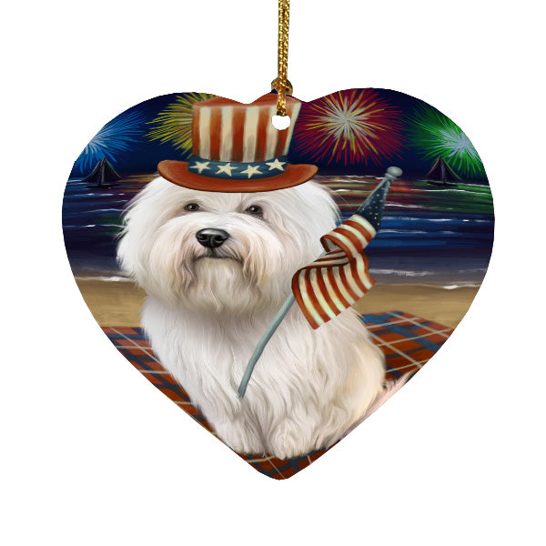 4th of July Independence Day Firework Coton De Tulear Dog Heart Christmas Ornament HPORA58820