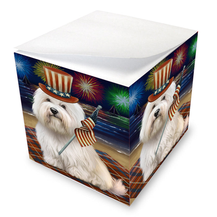 4th of July Independence Day Firework Coton De Tulear Dog Note Cube NOC-DOTD-A57100