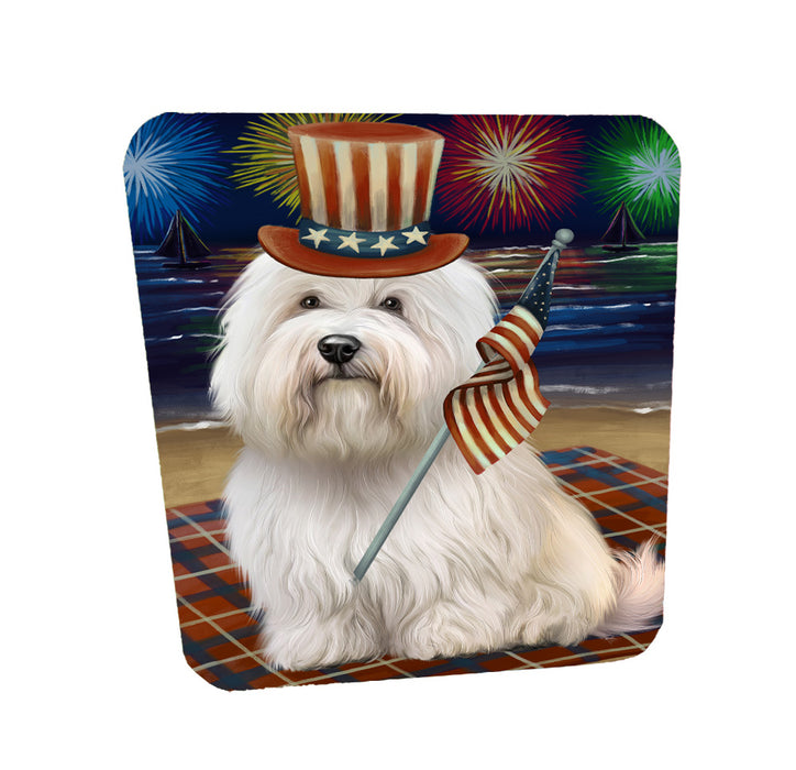 4th of July Independence Day Firework Coton De Tulear Dog Coasters Set of 4 CSTA58059