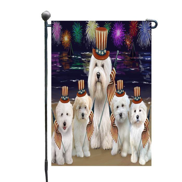 4th of July Independence Day Firework Coton De Tulear Dogs Garden Flags Outdoor Decor for Homes and Gardens Double Sided Garden Yard Spring Decorative Vertical Home Flags Garden Porch Lawn Flag for Decorations