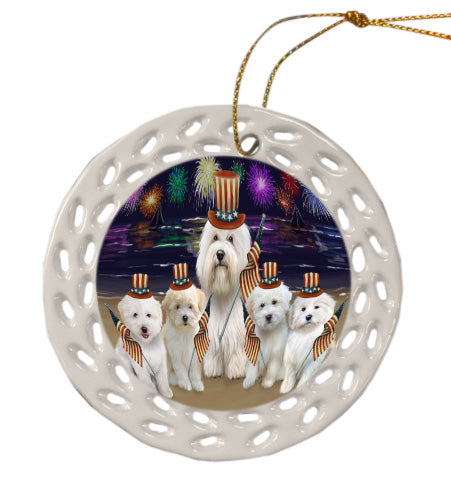 4th of July Independence Day Firework Coton De Tulear Dogs Doily Ornament DPOR58460