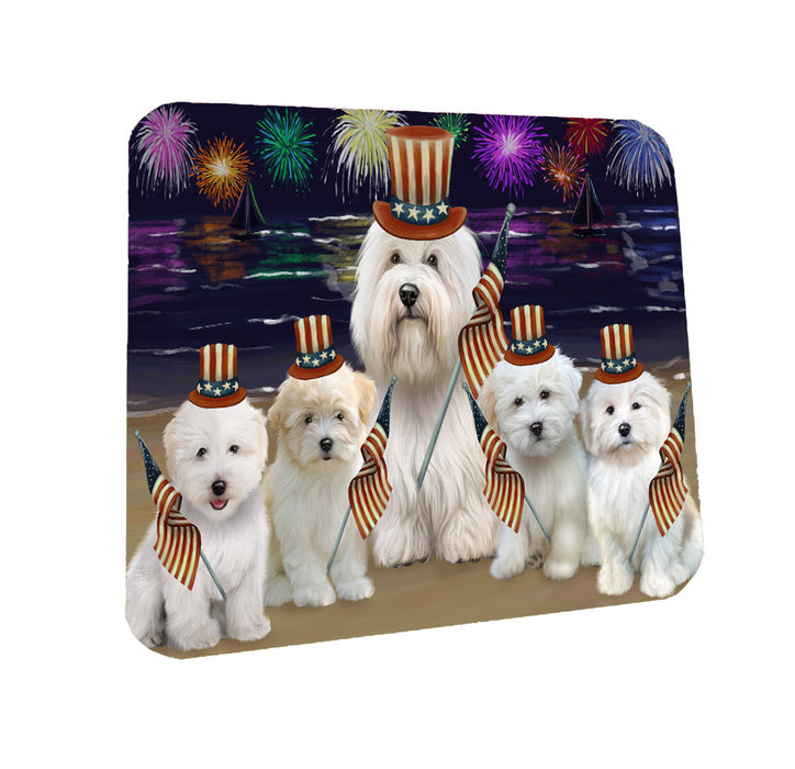 4th of July Independence Day Firework Coton De Tulear Dogs Coasters Set of 4 CSTA58048