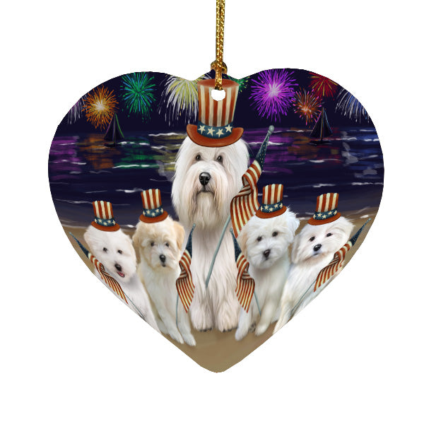 4th of July Independence Day Firework Coton De Tulear Dogs Heart Christmas Ornament HPORA58809