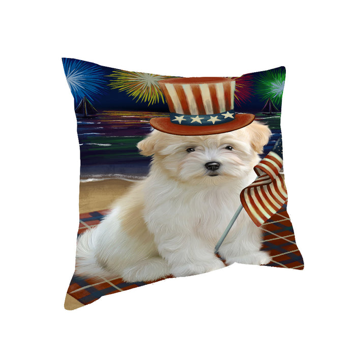 4th of July Independence Day Firework Coton De Tulear Dog Pillow with Top Quality High-Resolution Images - Ultra Soft Pet Pillows for Sleeping - Reversible & Comfort - Ideal Gift for Dog Lover - Cushion for Sofa Couch Bed - 100% Polyester, PILA91450
