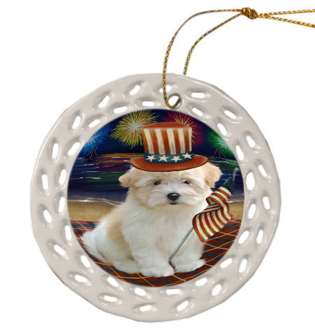 4th of July Independence Day Firework Coton De Tulear Dog Doily Ornament DPOR58472