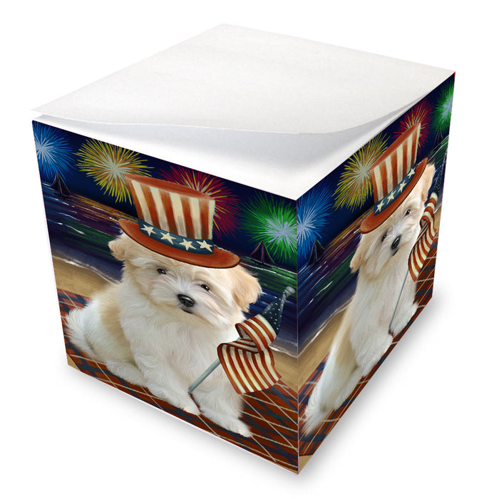 4th of July Independence Day Firework Coton De Tulear Dog Note Cube NOC-DOTD-A57101