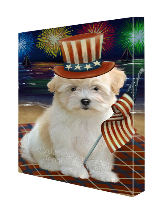 4th of July Independence Day Firework Coton De Tulear Dog Canvas Wall Art - Premium Quality Ready to Hang Room Decor Wall Art Canvas - Unique Animal Printed Digital Painting for Decoration CVS106