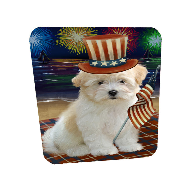4th of July Independence Day Firework Coton De Tulear Dog Coasters Set of 4 CSTA58060