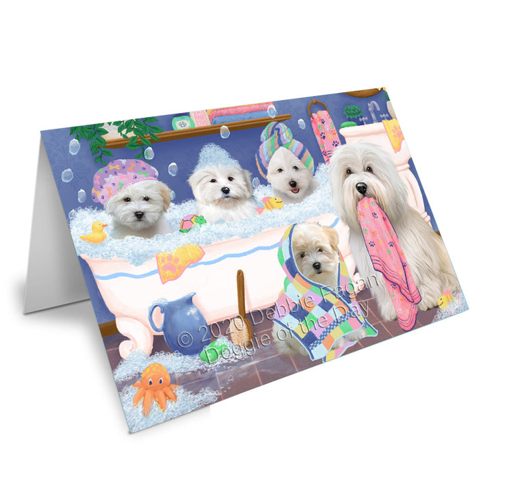 Rub a Dub Dogs in a Tub Coton De Tulear Dogs Handmade Artwork Assorted Pets Greeting Cards and Note Cards with Envelopes for All Occasions and Holiday Seasons