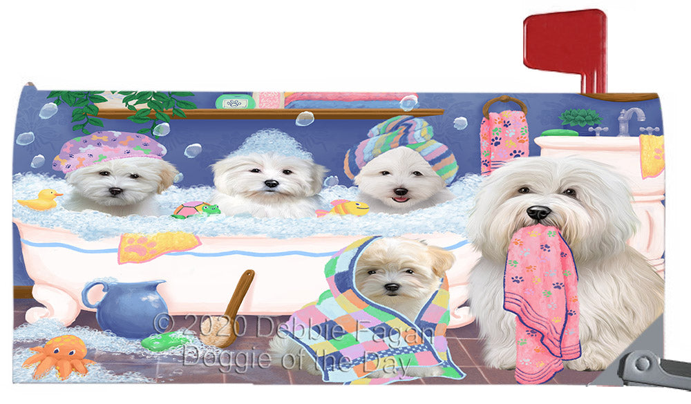 Rub A Dub Dogs In A Tub Coton De Tulear Dog Magnetic Mailbox Cover Both Sides Pet Theme Printed Decorative Letter Box Wrap Case Postbox Thick Magnetic Vinyl Material
