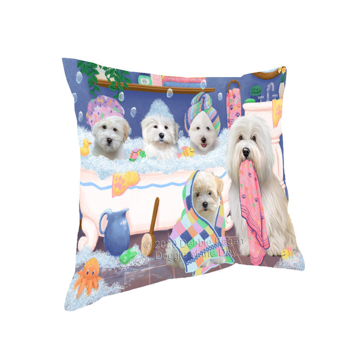 Rub a Dub Dogs in a Tub Coton De Tulear Dogs Pillow with Top Quality High-Resolution Images - Ultra Soft Pet Pillows for Sleeping - Reversible & Comfort - Ideal Gift for Dog Lover - Cushion for Sofa Couch Bed - 100% Polyester