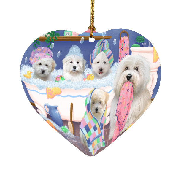 Rub a Dub Dogs in a Tub Coton De Tulear Dogs Heart Christmas Ornament HPORA59046