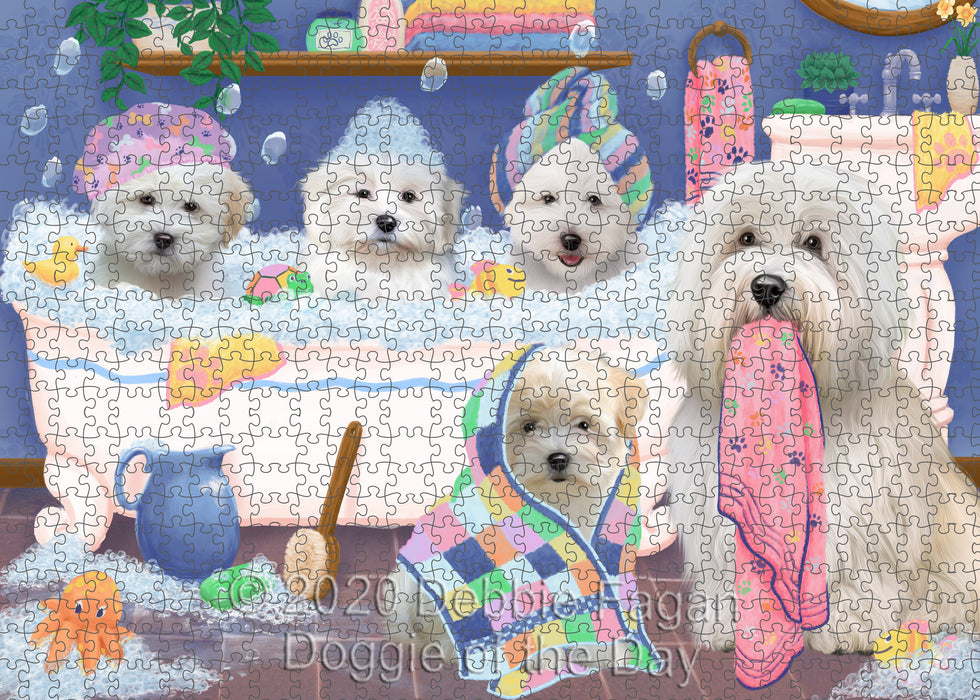 Rub a Dub Dogs in a Tub Coton De Tulear Dogs Portrait Jigsaw Puzzle for Adults Animal Interlocking Puzzle Game Unique Gift for Dog Lover's with Metal Tin Box
