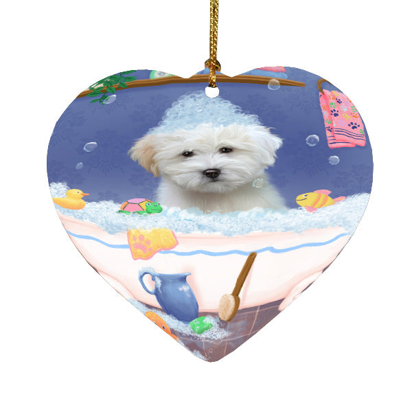 Rub a Dub Dogs in a Tub Coton De Tulear Dog Heart Christmas Ornament HPORA59056