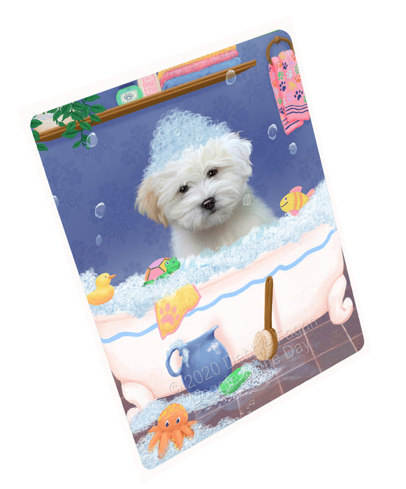 Rub a Dub Dogs in a Tub Coton De Tulear Dog Cutting Board - For Kitchen - Scratch & Stain Resistant - Designed To Stay In Place - Easy To Clean By Hand - Perfect for Chopping Meats, Vegetables