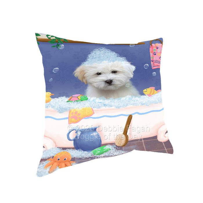 Rub a Dub Dogs in a Tub Coton De Tulear Dog Pillow with Top Quality High-Resolution Images - Ultra Soft Pet Pillows for Sleeping - Reversible & Comfort - Ideal Gift for Dog Lover - Cushion for Sofa Couch Bed - 100% Polyester