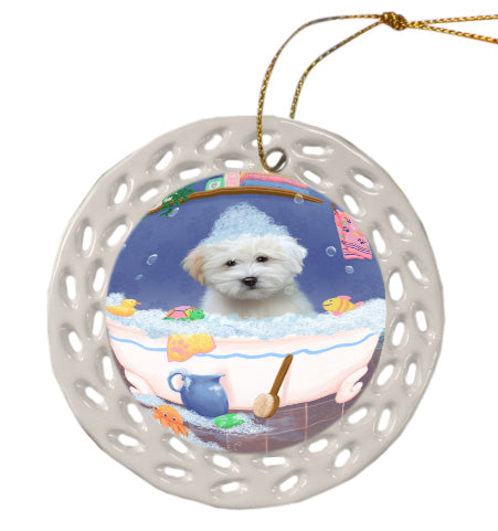 Rub a Dub Dogs in a Tub Coton De Tulear Dog Doily Ornament DPOR58707