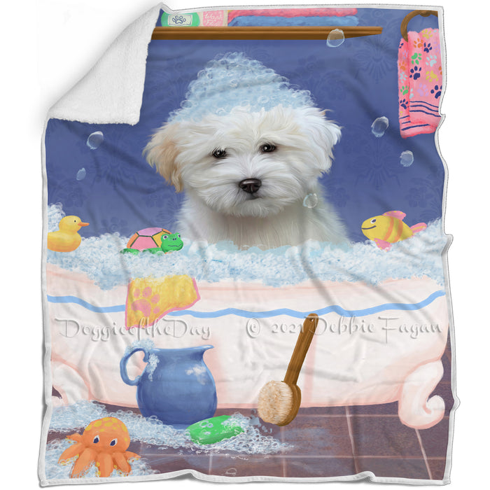 Rub A Dub Dog In A Tub Coton De Tulear Dog Blanket BLNKT143062