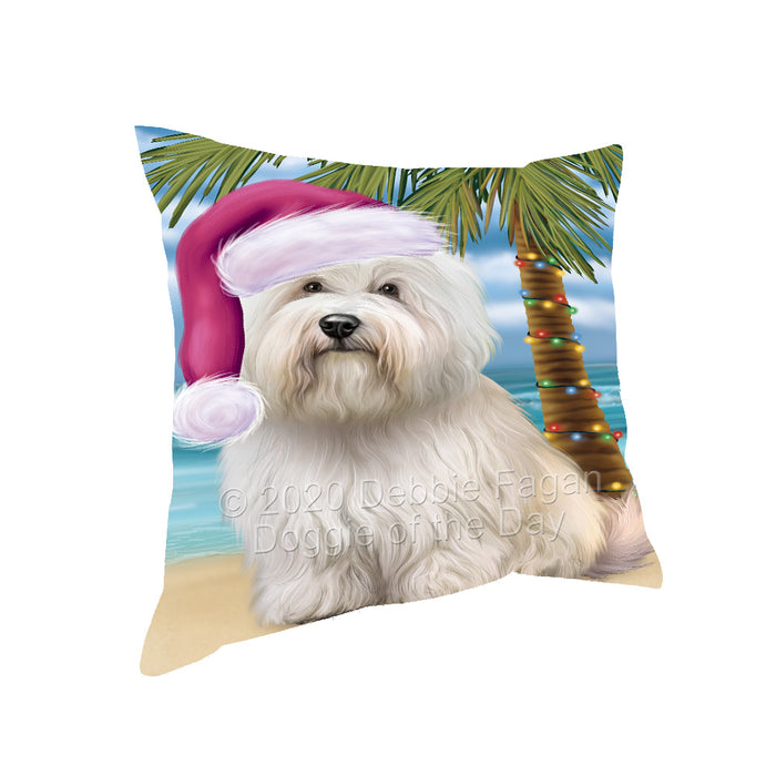Christmas Summertime Island Tropical Beach Coton De Tulear Dog Pillow with Top Quality High-Resolution Images - Ultra Soft Pet Pillows for Sleeping - Reversible & Comfort - Ideal Gift for Dog Lover - Cushion for Sofa Couch Bed - 100% Polyester, PILA92770