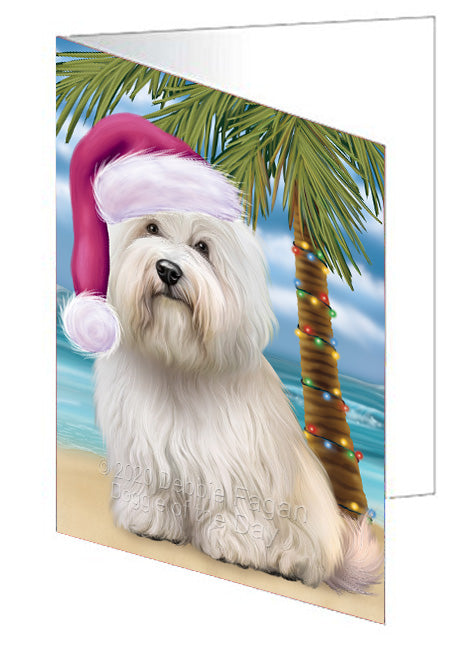 Christmas Summertime Island Tropical Beach Coton De Tulear Dog Handmade Artwork Assorted Pets Greeting Cards and Note Cards with Envelopes for All Occasions and Holiday Seasons