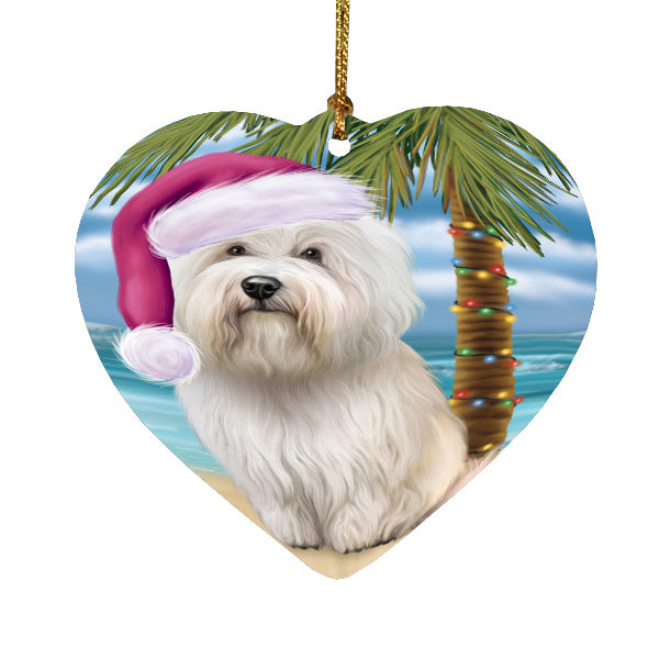 Christmas Summertime Island Tropical Beach Coton De Tulear Dog Heart Christmas Ornament HPORA59174