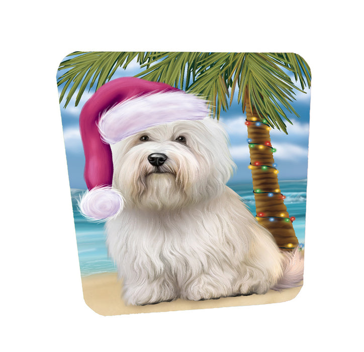 Christmas Summertime Island Tropical Beach Coton De Tulear Dog Coasters Set of 4 CSTA58413