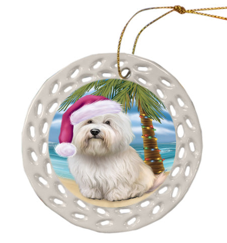Christmas Summertime Island Tropical Beach Coton De Tulear Dog Doily Ornament DPOR58825