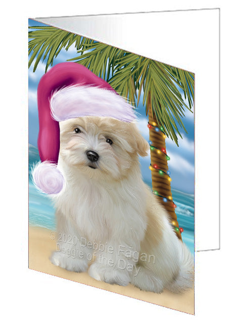 Christmas Summertime Island Tropical Beach Coton De Tulear Dog Handmade Artwork Assorted Pets Greeting Cards and Note Cards with Envelopes for All Occasions and Holiday Seasons