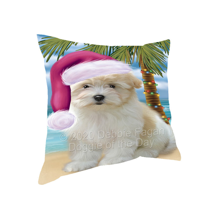 Christmas Summertime Island Tropical Beach Coton De Tulear Dog Pillow with Top Quality High-Resolution Images - Ultra Soft Pet Pillows for Sleeping - Reversible & Comfort - Ideal Gift for Dog Lover - Cushion for Sofa Couch Bed - 100% Polyester, PILA92773