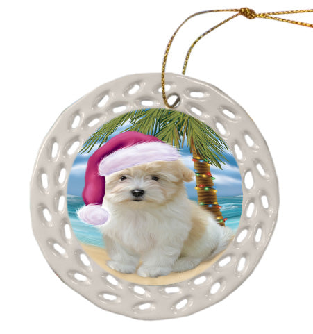 Christmas Summertime Island Tropical Beach Coton De Tulear Dog Doily Ornament DPOR58826