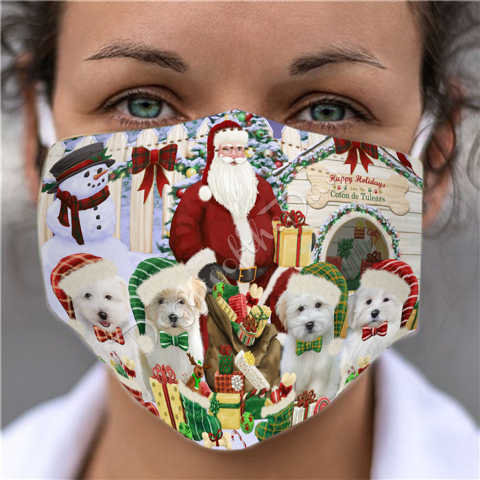 Happy Holidays Christmas Coton De Tulear Dogs House Gathering Face Mask FM48242