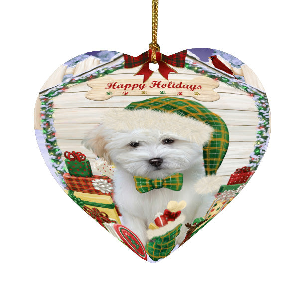 Christmas House with Presents Coton De Tulear Dog Heart Christmas Ornament HPORA59126