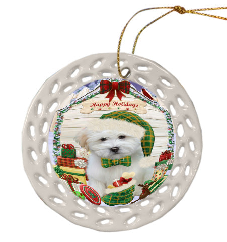 Christmas House with Presents Coton De Tulear Dog Doily Ornament DPOR58777