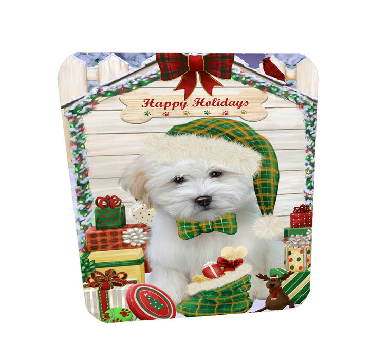 Christmas House with Presents Coton De Tulear Dog Coasters Set of 4 CSTA58365