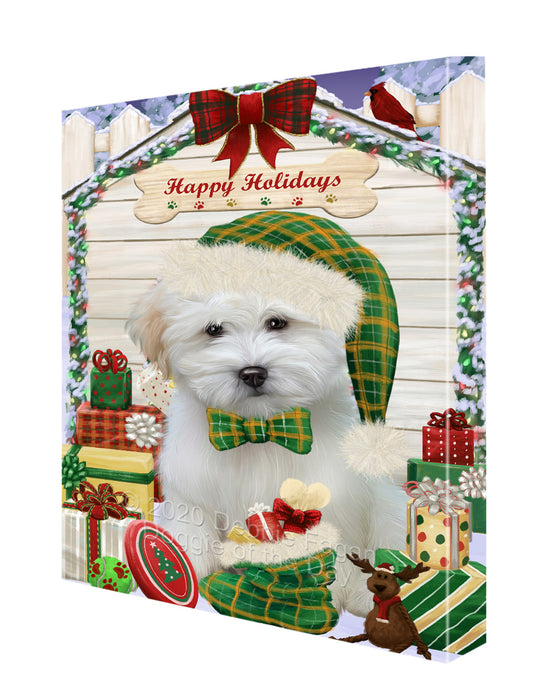 Christmas House with Presents Coton De Tulear Dog Canvas Wall Art - Premium Quality Ready to Hang Room Decor Wall Art Canvas - Unique Animal Printed Digital Painting for Decoration CVS347