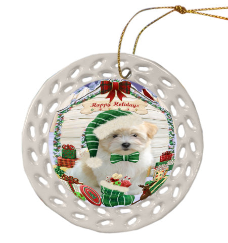 Christmas House with Presents Coton De Tulear Dog Doily Ornament DPOR58778