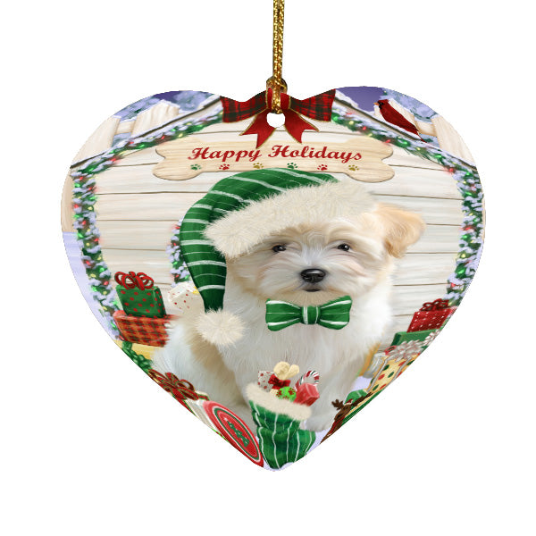 Christmas House with Presents Coton De Tulear Dog Heart Christmas Ornament HPORA59127