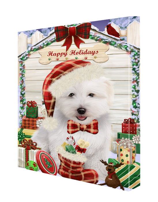 Christmas House with Presents Coton De Tulear Dog Canvas Wall Art - Premium Quality Ready to Hang Room Decor Wall Art Canvas - Unique Animal Printed Digital Painting for Decoration CVS349