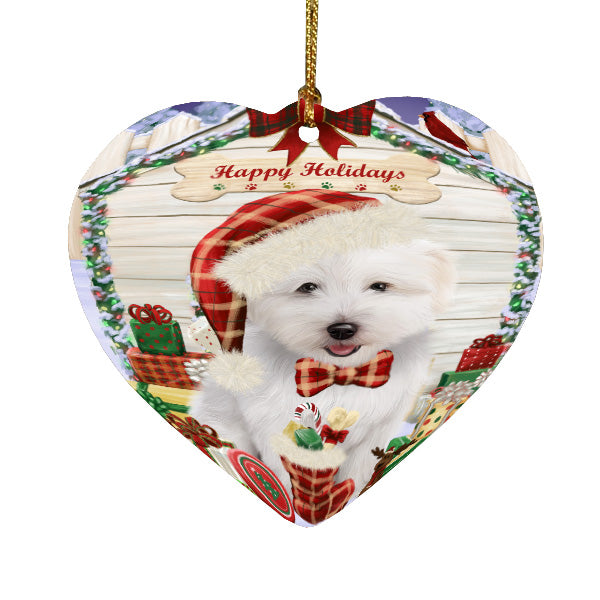 Christmas House with Presents Coton De Tulear Dog Heart Christmas Ornament HPORA59128