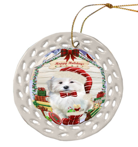 Christmas House with Presents Coton De Tulear Dog Doily Ornament DPOR58780