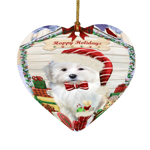 Christmas House with Presents Coton De Tulear Dog Heart Christmas Ornament HPORA59129