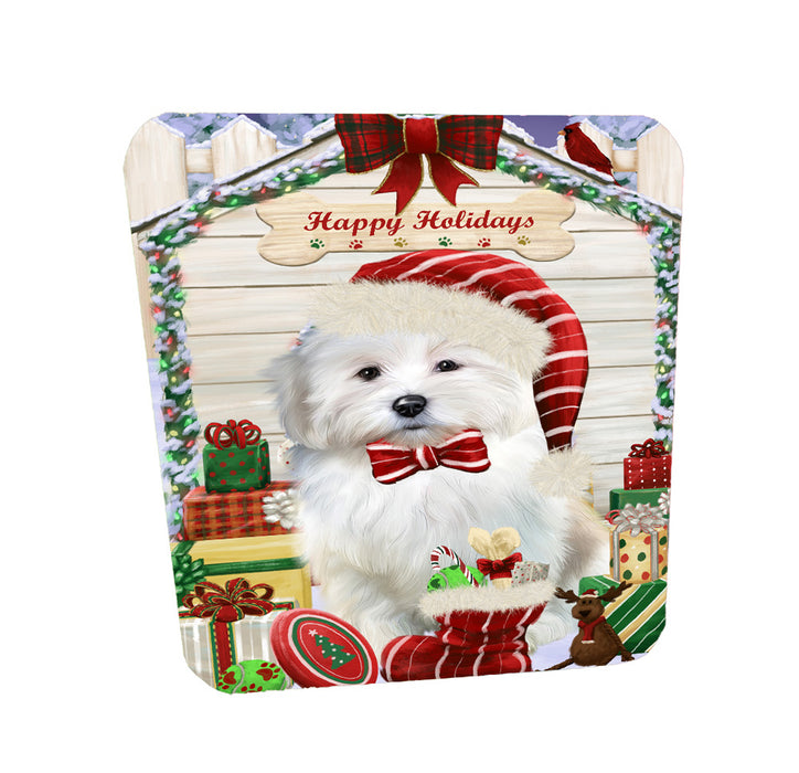 Christmas House with Presents Coton De Tulear Dog Coasters Set of 4 CSTA58368