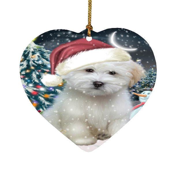 Christmas Holly Jolly Coton De Tulear Dog Heart Christmas Ornament HPORA59214