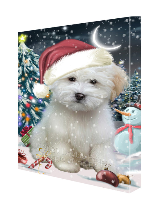 Christmas Holly Jolly Coton De Tulear Dog Canvas Wall Art - Premium Quality Ready to Hang Room Decor Wall Art Canvas - Unique Animal Printed Digital Painting for Decoration CVS428