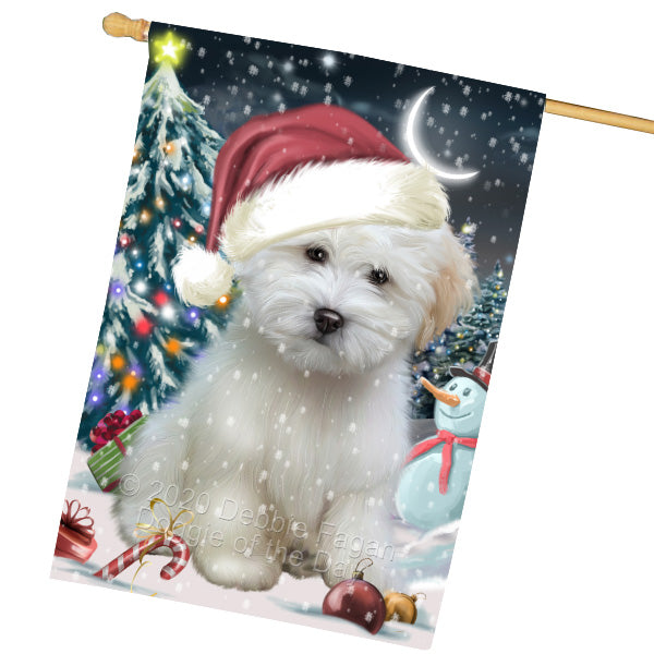 Christmas Holly Jolly Coton De Tulear Dog House Flag Outdoor Decorative Double Sided Pet Portrait Weather Resistant Premium Quality Animal Printed Home Decorative Flags 100% Polyester FLG69327