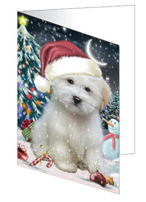 Christmas Holly Jolly Coton De Tulear Dog  Handmade Artwork Assorted Pets Greeting Cards and Note Cards with Envelopes for All Occasions and Holiday Seasons