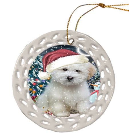 Christmas Holly Jolly Coton De Tulear Dog Doily Ornament DPOR58850