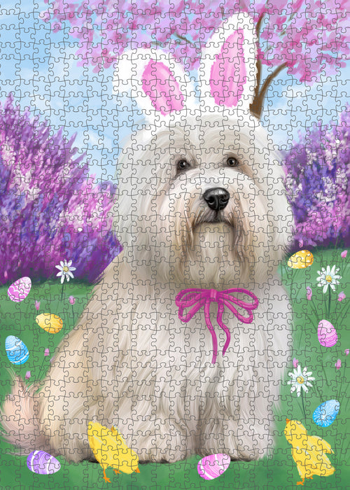 Easter holiday Coton De Tulear Dog Portrait Jigsaw Puzzle for Adults Animal Interlocking Puzzle Game Unique Gift for Dog Lover's with Metal Tin Box PZL797