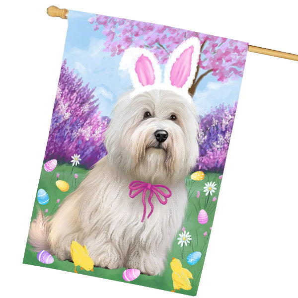 Easter holiday Coton De Tulear Dog House Flag Outdoor Decorative Double Sided Pet Portrait Weather Resistant Premium Quality Animal Printed Home Decorative Flags 100% Polyester FLG69474