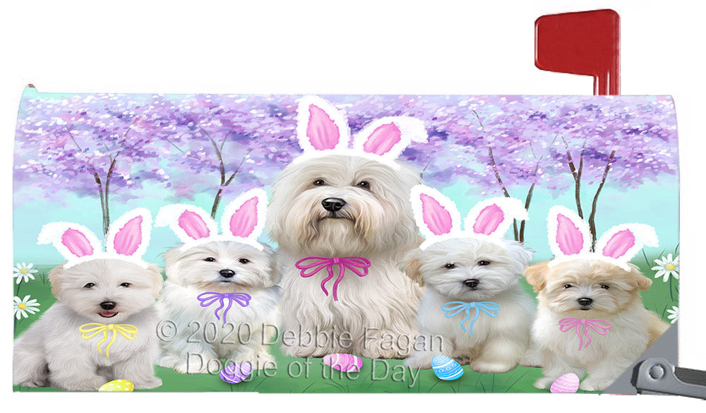 Easter Holiday Coton De Tulear Dogs Magnetic Mailbox Cover Both Sides Pet Theme Printed Decorative Letter Box Wrap Case Postbox Thick Magnetic Vinyl Material